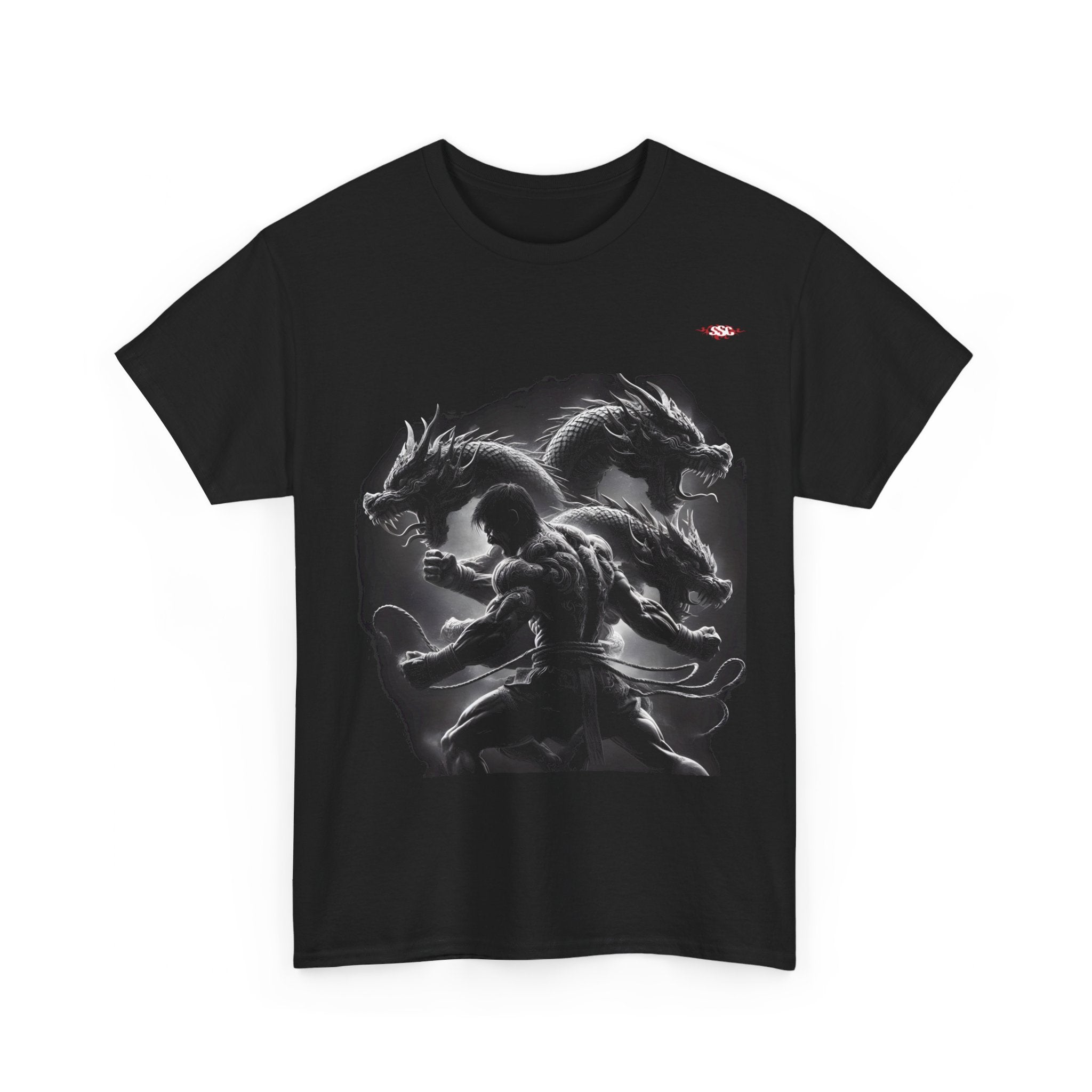 A006A T-shirt Muay Thaï "Guerrier dragon" pour adultes, homme ou femme, noir - Qualité Premium au Meilleur Prix