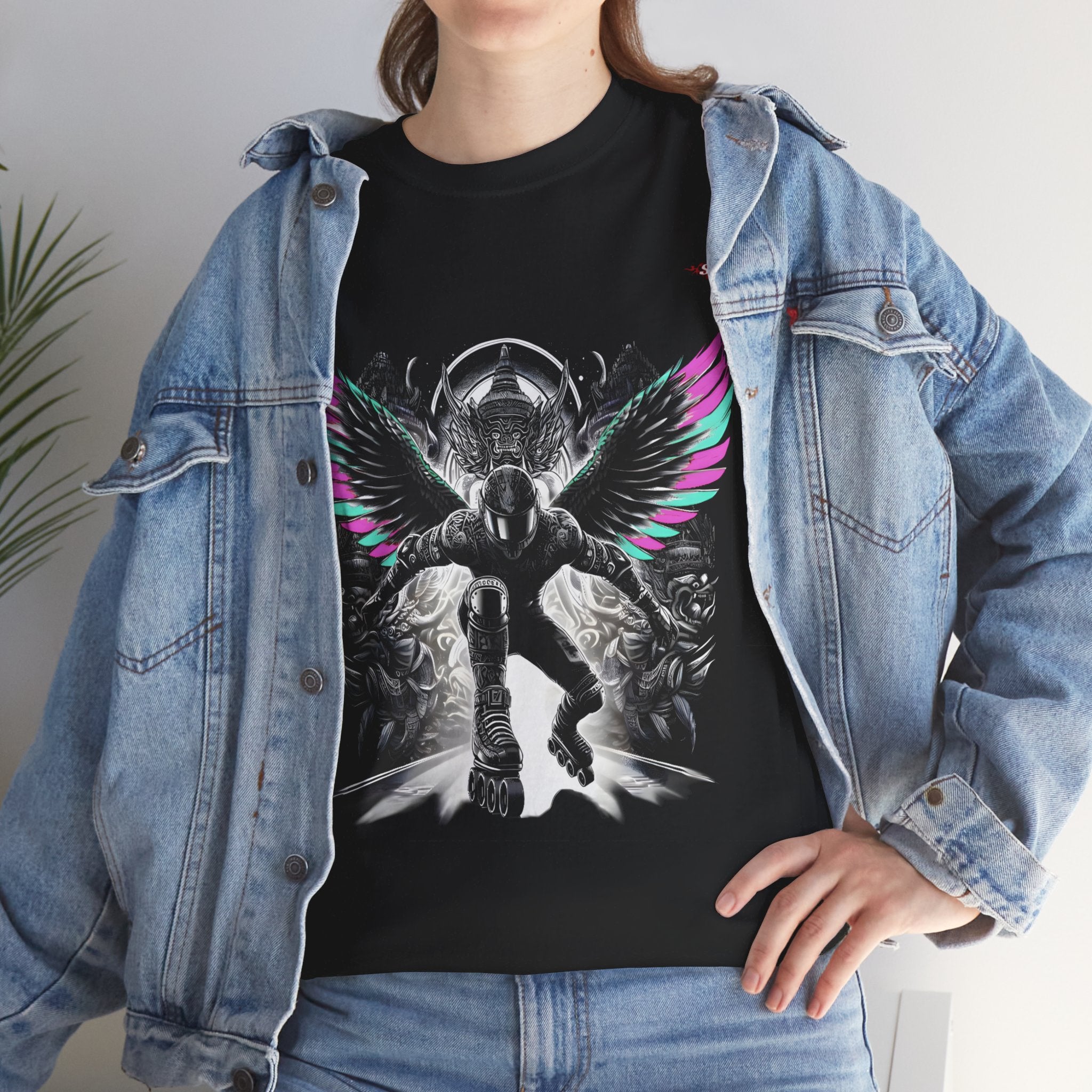 B010A T-shirt de Roller "Angel Demon" pour adultes, homme ou femme, Noir - Qualité Premium au Meilleur Prix