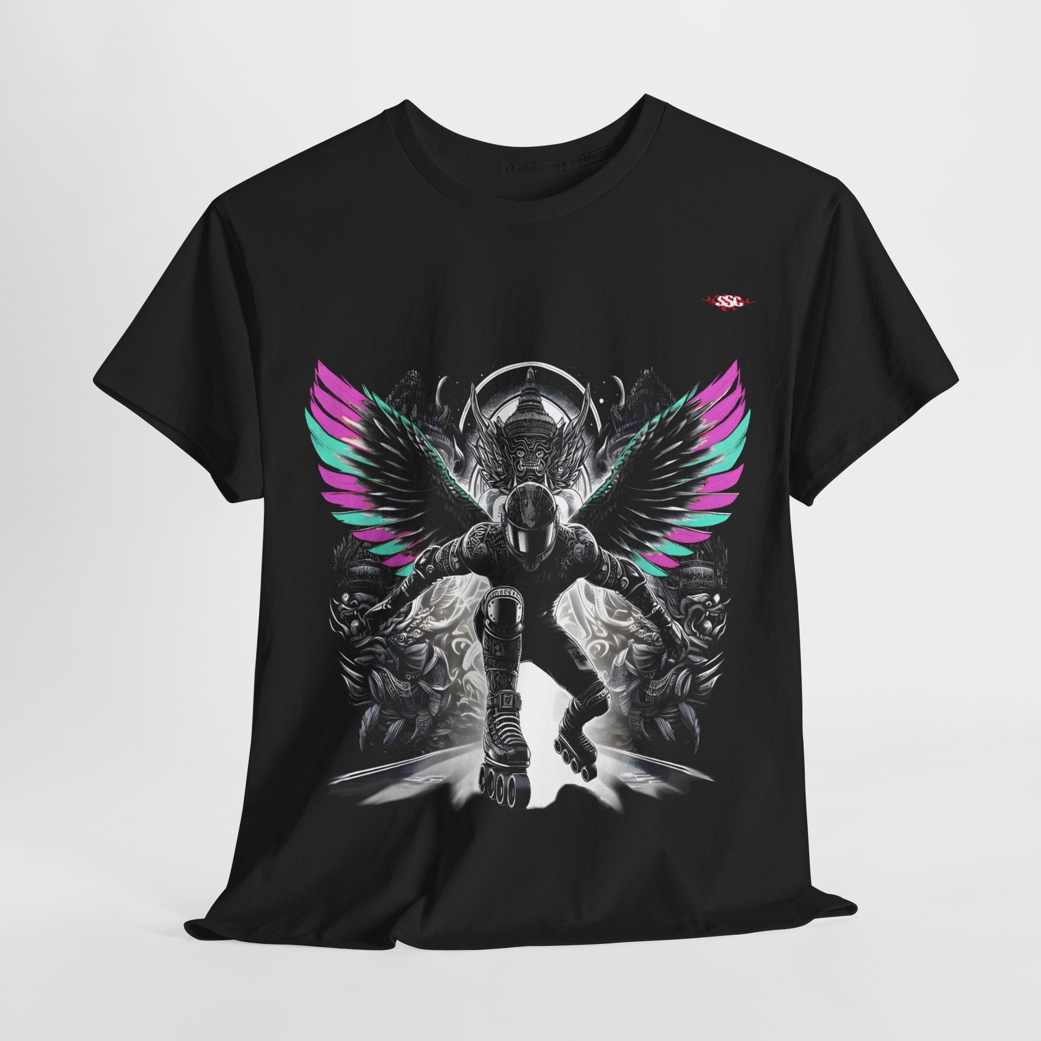 B010A T-shirt de Roller "Angel Demon" pour adultes, homme ou femme, Noir - Qualité Premium au Meilleur Prix