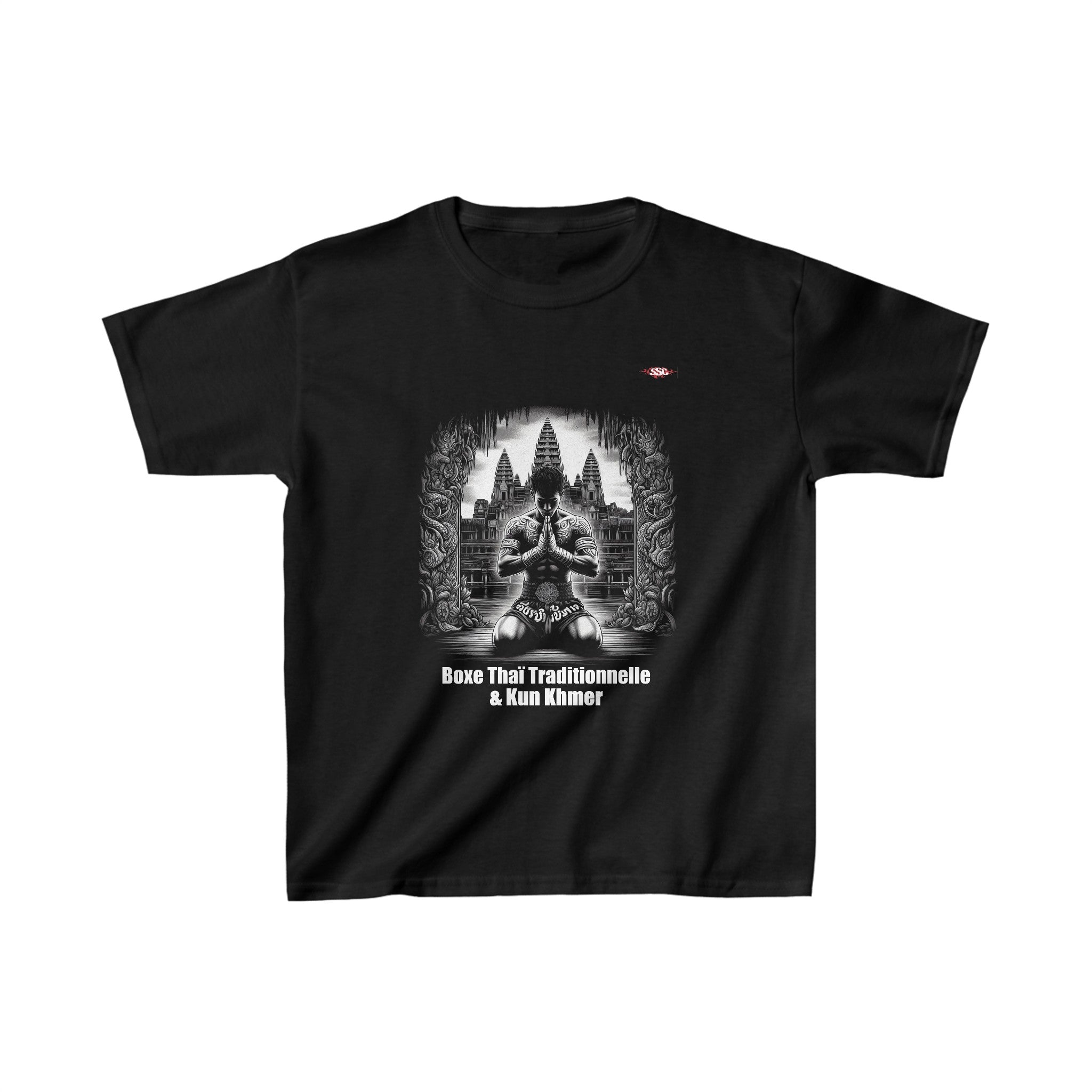 A001E T-shirt Muay Thaï "respect" pour enfants, garçon ou fille, noir - Qualité Premium au Meilleur Prix