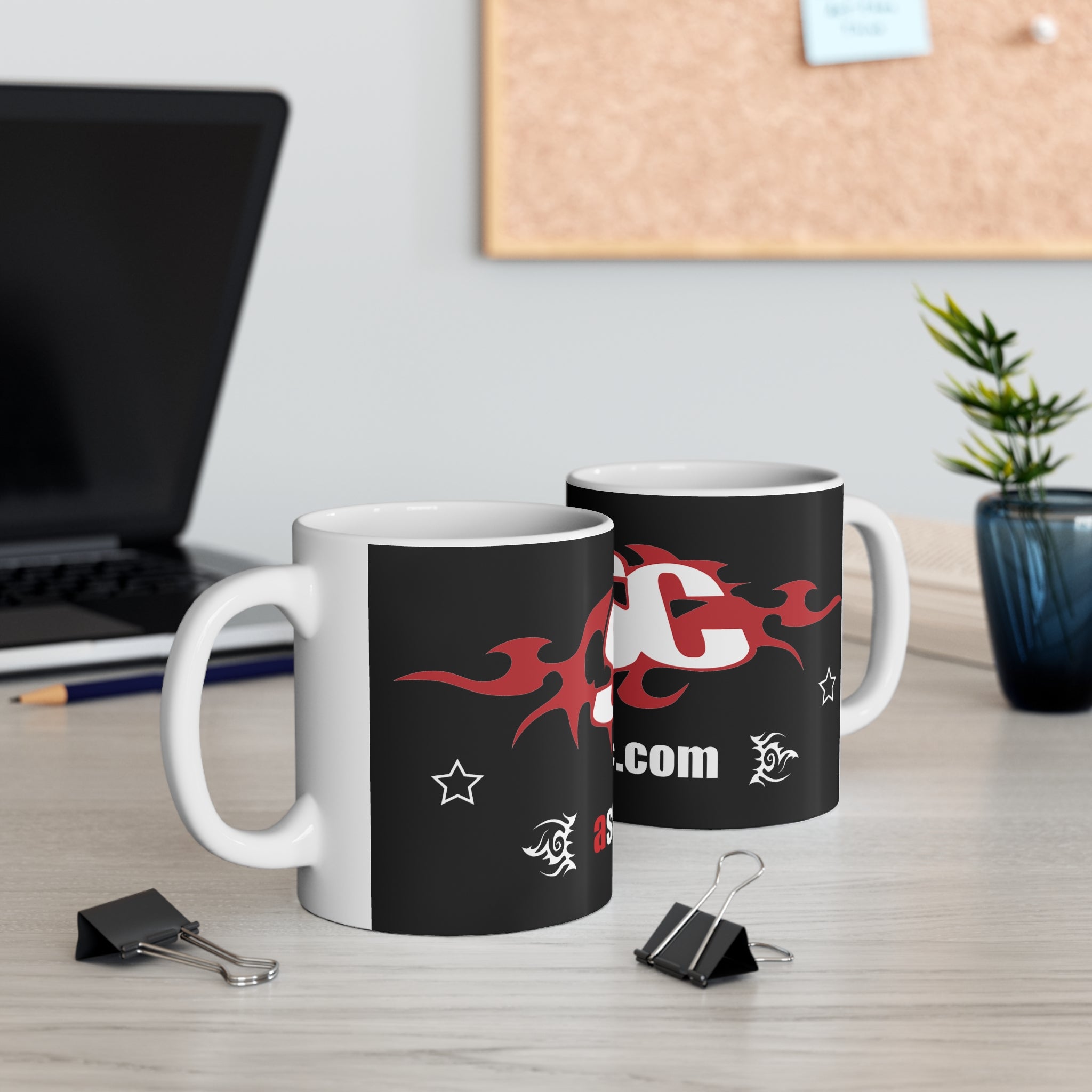 E004A - Mug (tasse) Blanc & Noir 11oz "Asso-ssc.com"