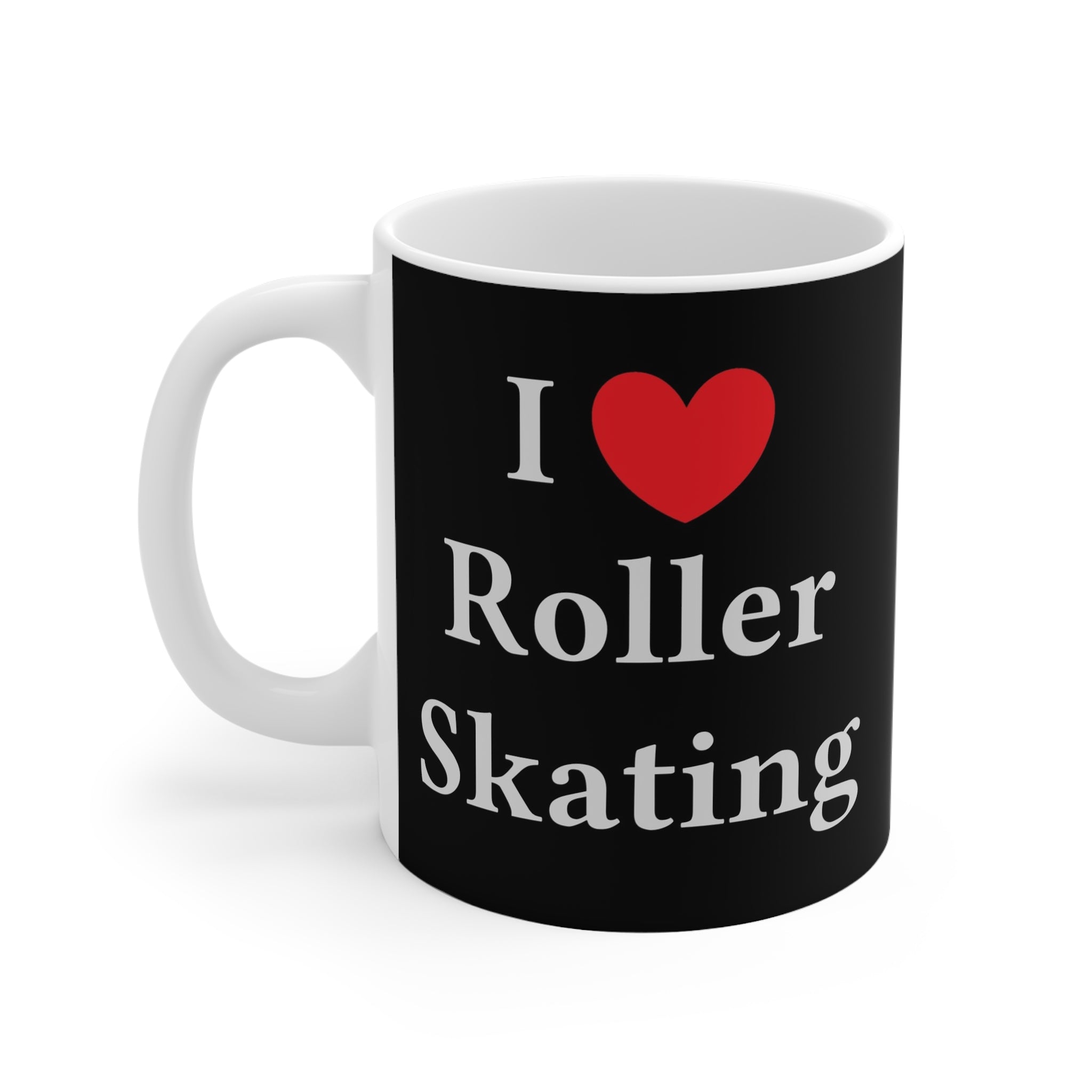 E002A - Mug (tasse) Blanc & Noir 11oz "I Love Roller"