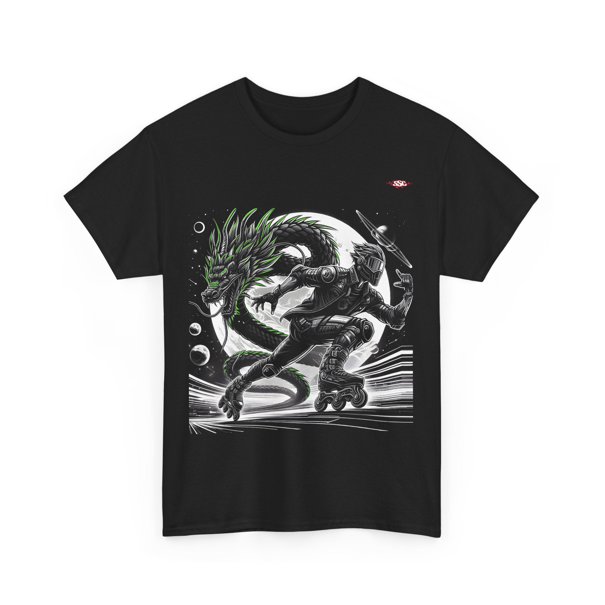 B004A T-shirt de Roller "Galactique Rider" pour adultes, homme ou femme, Noir - Qualité Premium au Meilleur Prix