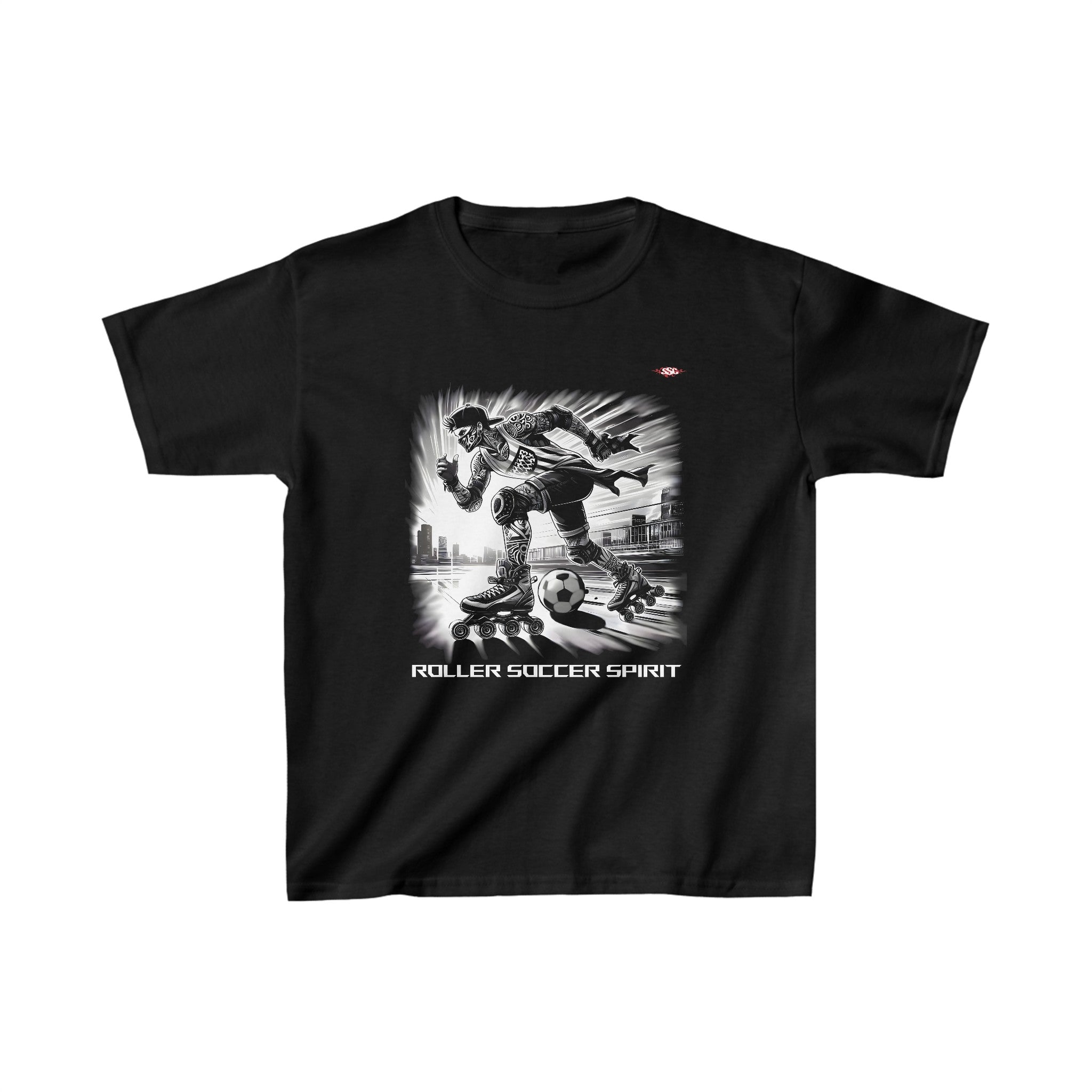 B005E T-shirt noir "“ROLLER SOCCER SPIRIT” pour enfants, garçon ou fille - Qualité Premium au Meilleur Prix Dynamisme et Style Urbain