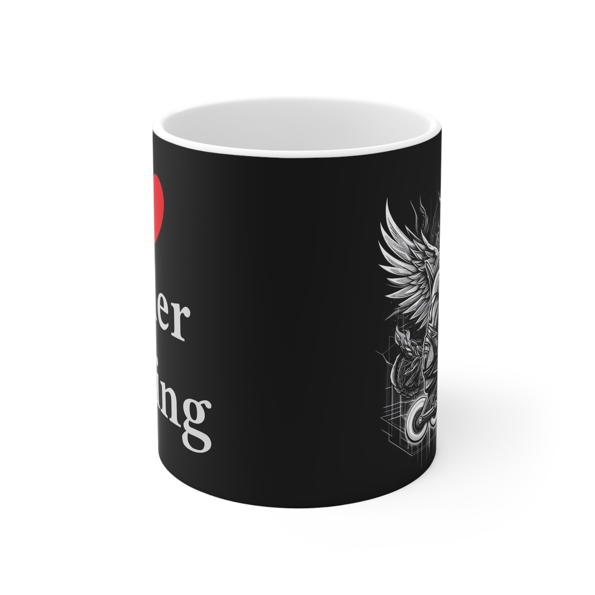 E002A - Mug (tasse) Blanc & Noir 11oz "I Love Roller"