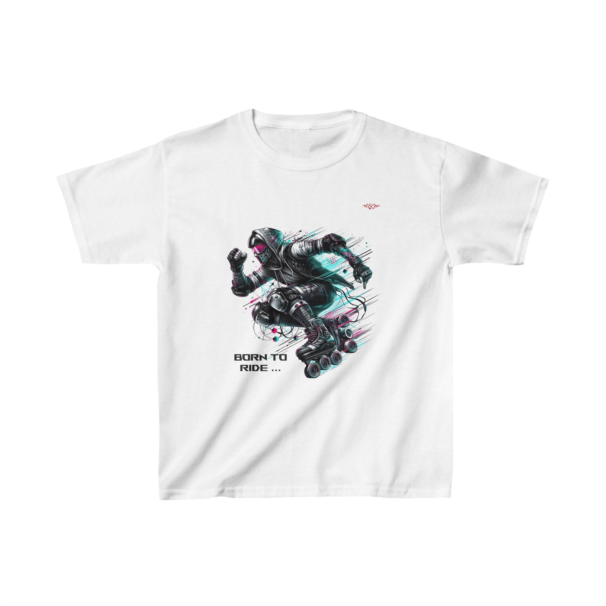 B001E T-shirt de Roller "Born to Ride" pour enfants, garçon ou fille, Blanc - Qualité Premium au Meilleur Prix
