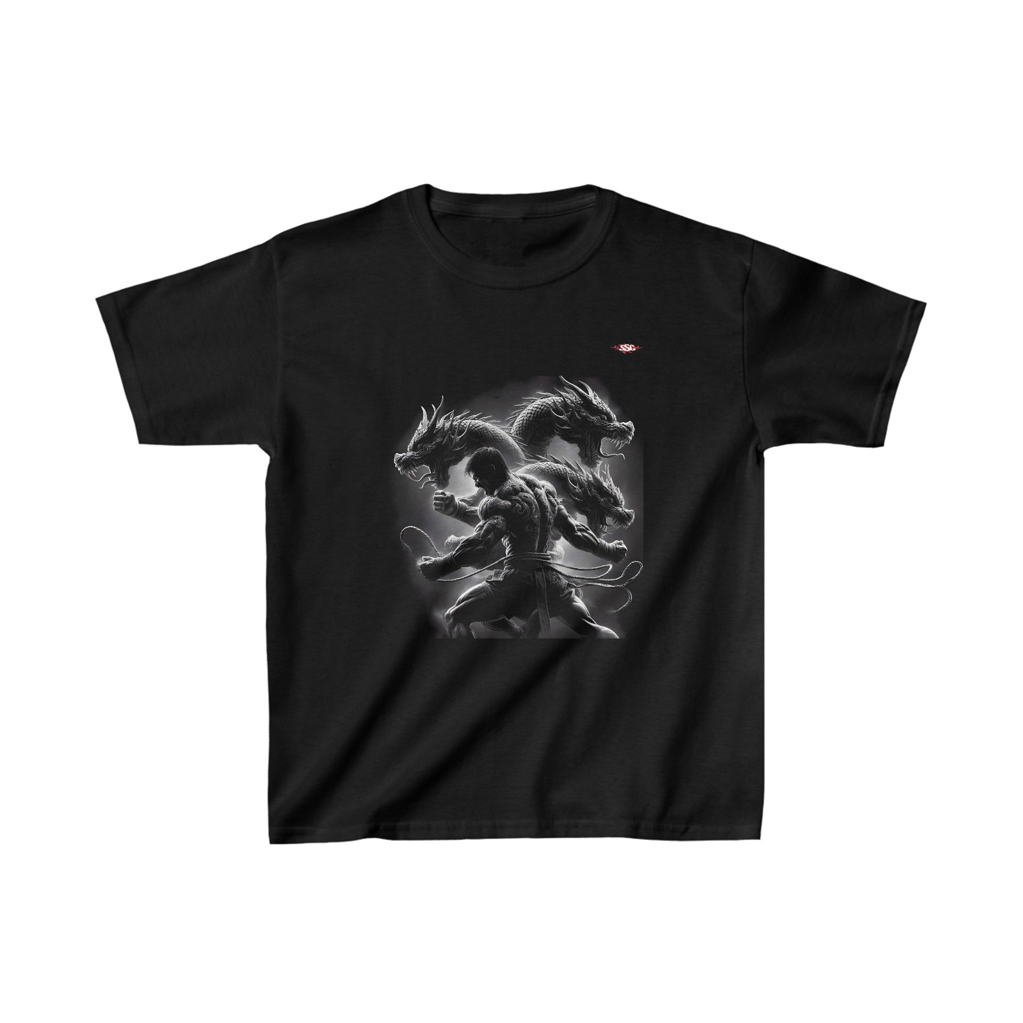 A006E T-shirt Muay Thaï "Guerrier dragon" pour adultes, homme ou femme, noir - Qualité Premium au Meilleur Prix