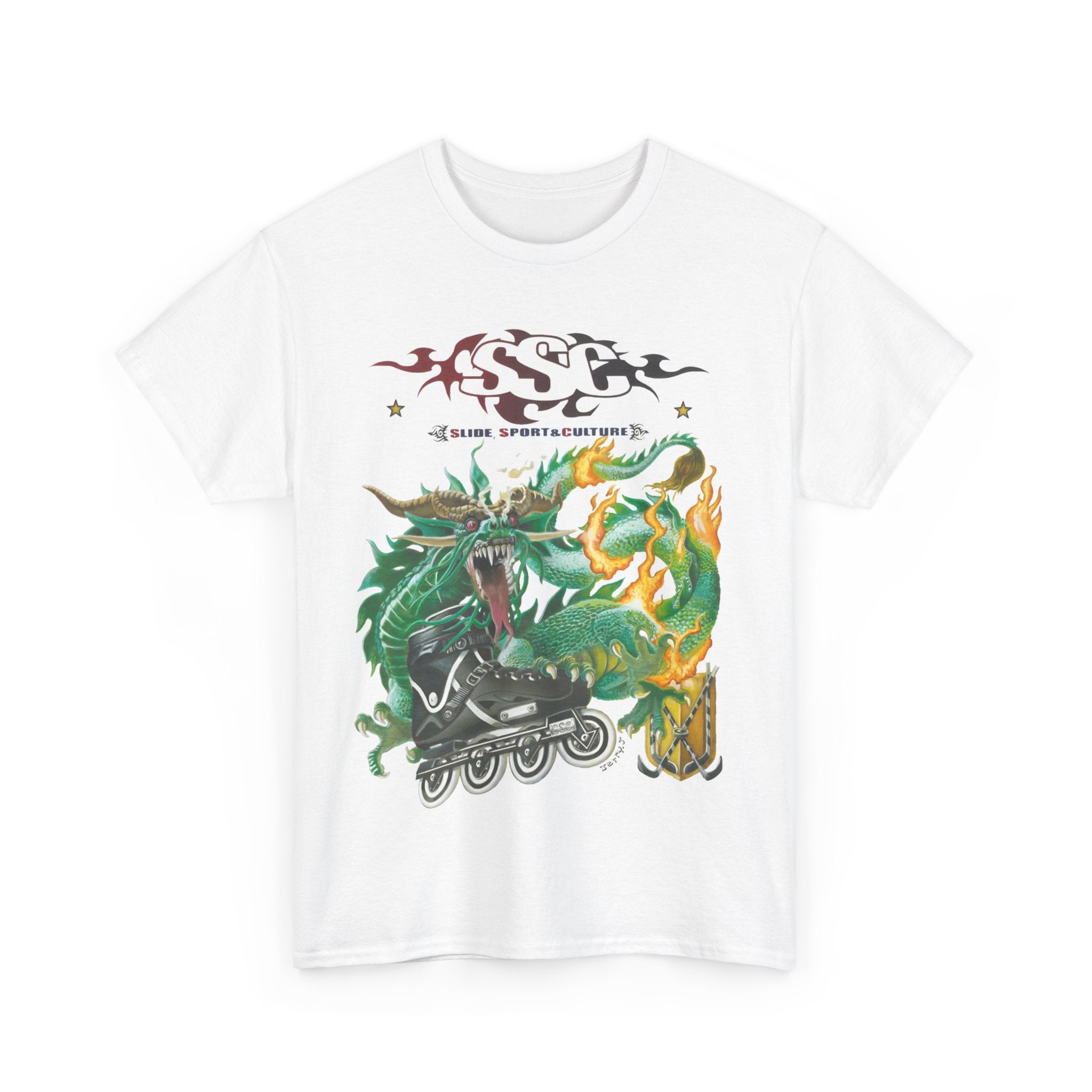 C002A T-shirt de Roller "J.J Dragon Roller" pour adultes, homme ou femme, Blanc - Qualité Premium au Meilleur Prix