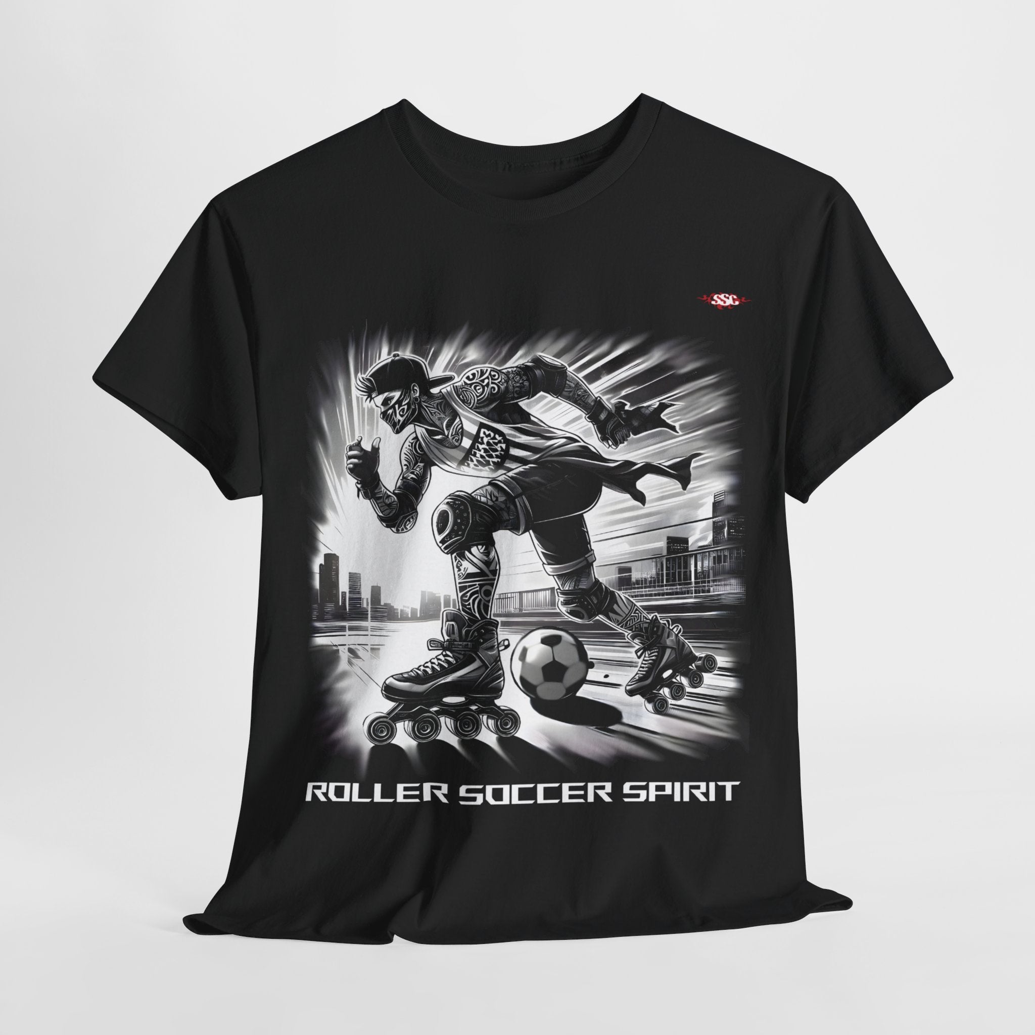 B005A T-shirt noir "“ROLLER SOCCER SPIRIT” pour adultes, homme ou femmer - Qualité Premium au Meilleur Prix Dynamisme et Style Urbain
