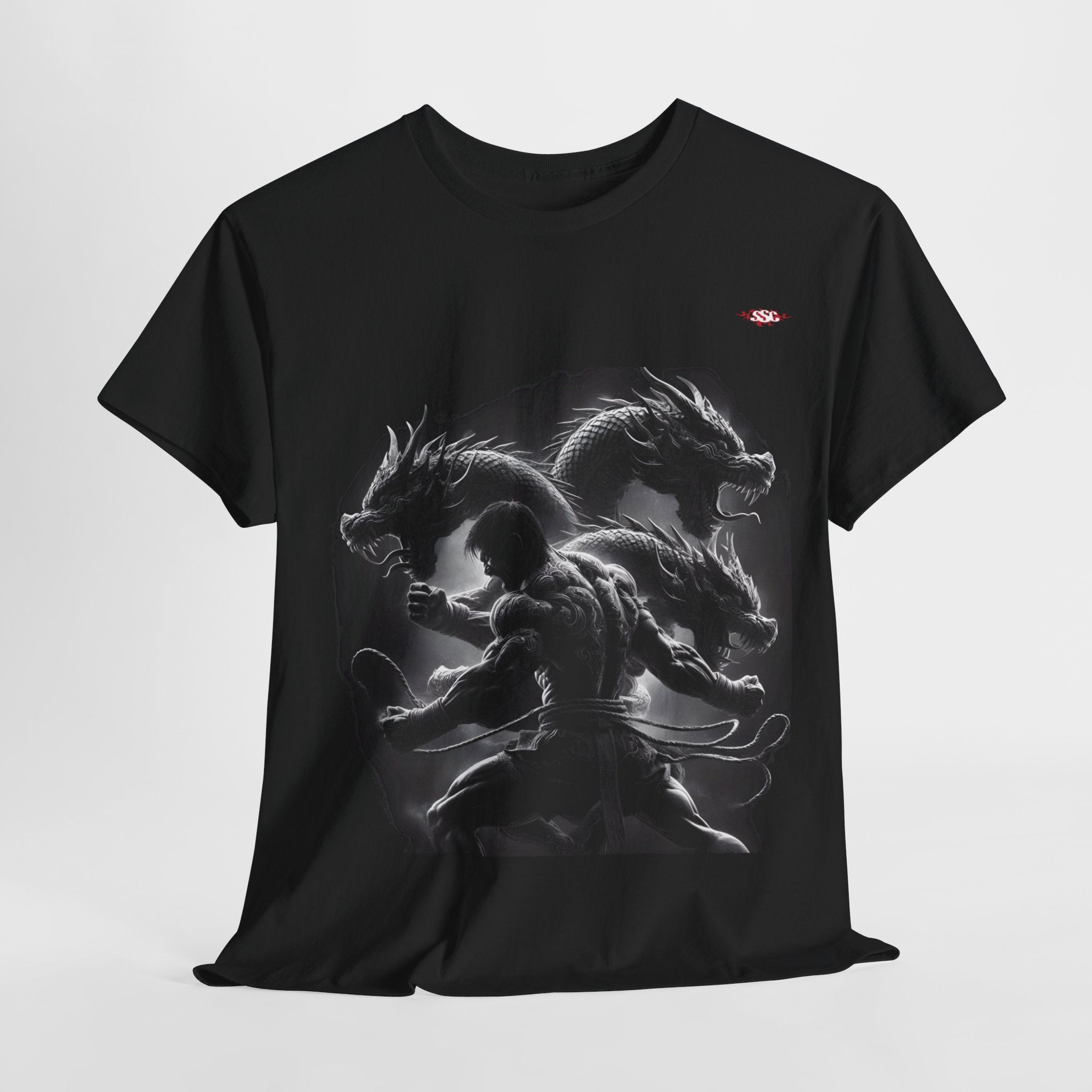 A006A T-shirt Muay Thaï "Guerrier dragon" pour adultes, homme ou femme, noir - Qualité Premium au Meilleur Prix