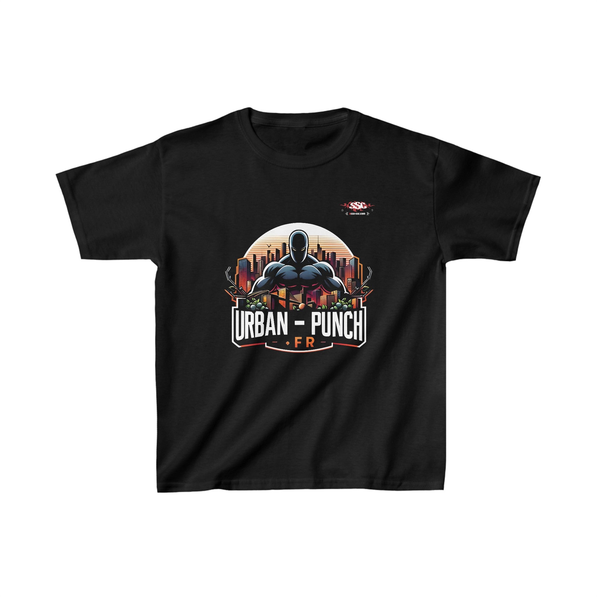C001E T-shirt "Urban-Punch.FR" pour enfants, garçon ou fille, noir - Qualité Premium au Meilleur Prix