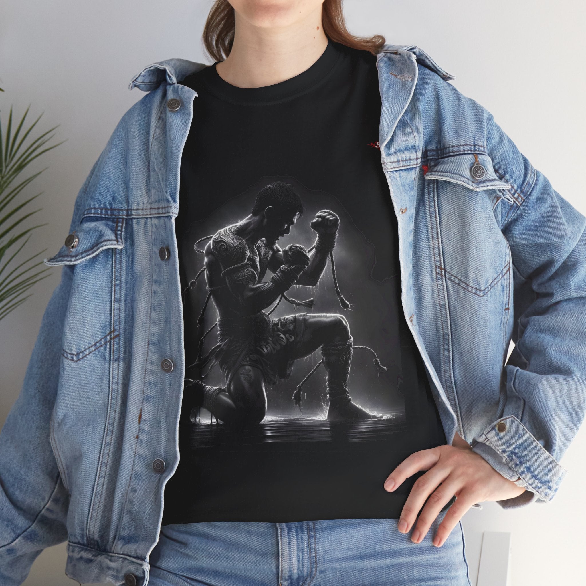A002A T-shirt Muay Thaï "Puissance" pour adultes, homme ou femme, noir - Qualité Premium au Meilleur Prix