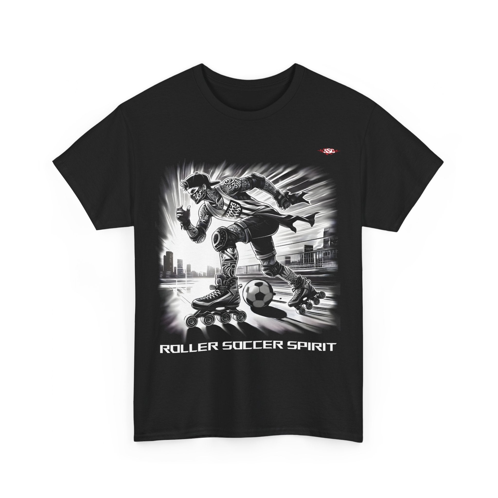 B005A T-shirt noir "“ROLLER SOCCER SPIRIT” pour adultes, homme ou femmer - Qualité Premium au Meilleur Prix Dynamisme et Style Urbain