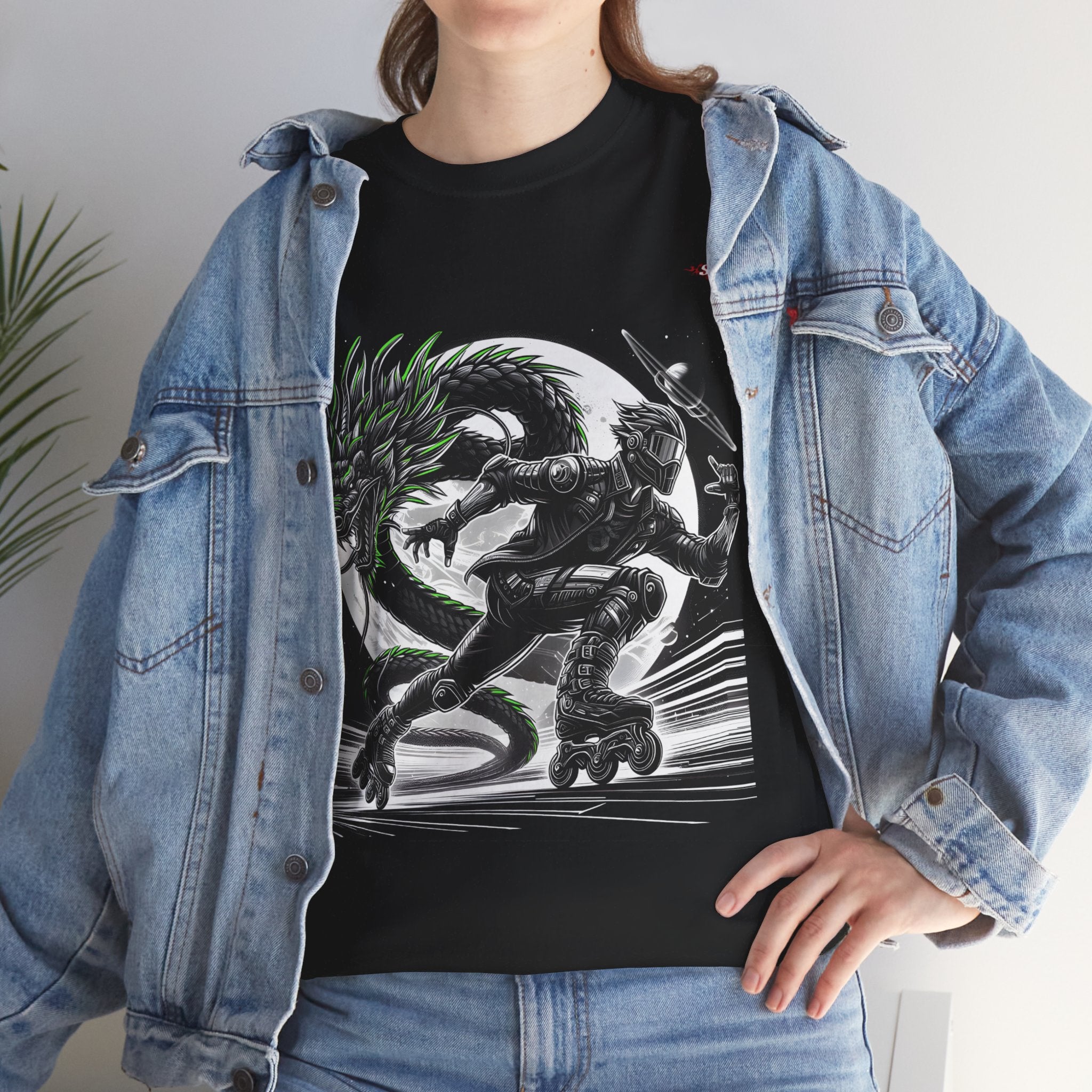 B004A T-shirt de Roller "Galactique Rider" pour adultes, homme ou femme, Noir - Qualité Premium au Meilleur Prix