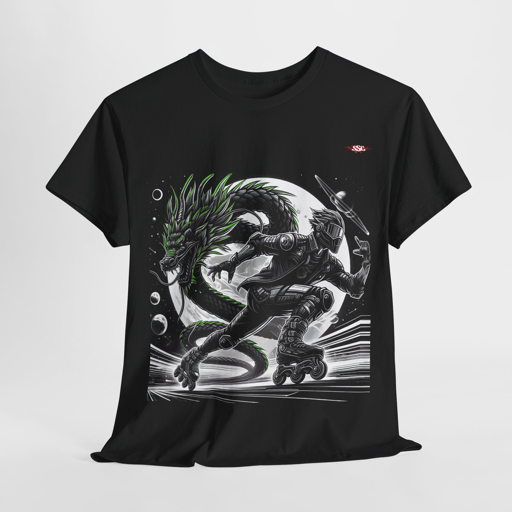 B004A T-shirt de Roller "Galactique Rider" pour adultes, homme ou femme, Noir - Qualité Premium au Meilleur Prix