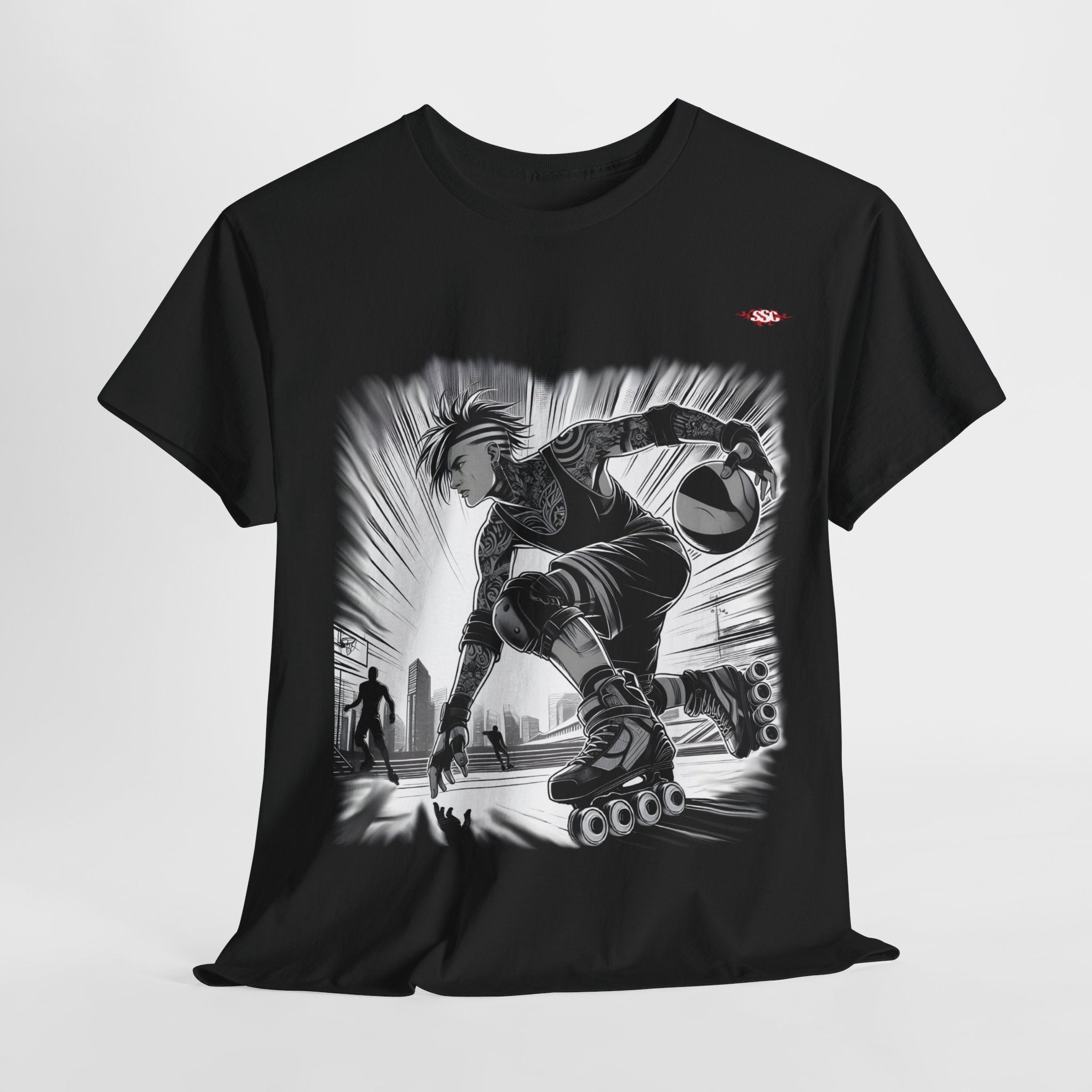 B006A T-shirt "Roller Basket" pour adultes, homme ou femme, noir - Qualité Premium au Meilleur Prix pour les passionnés de vitesse et de style