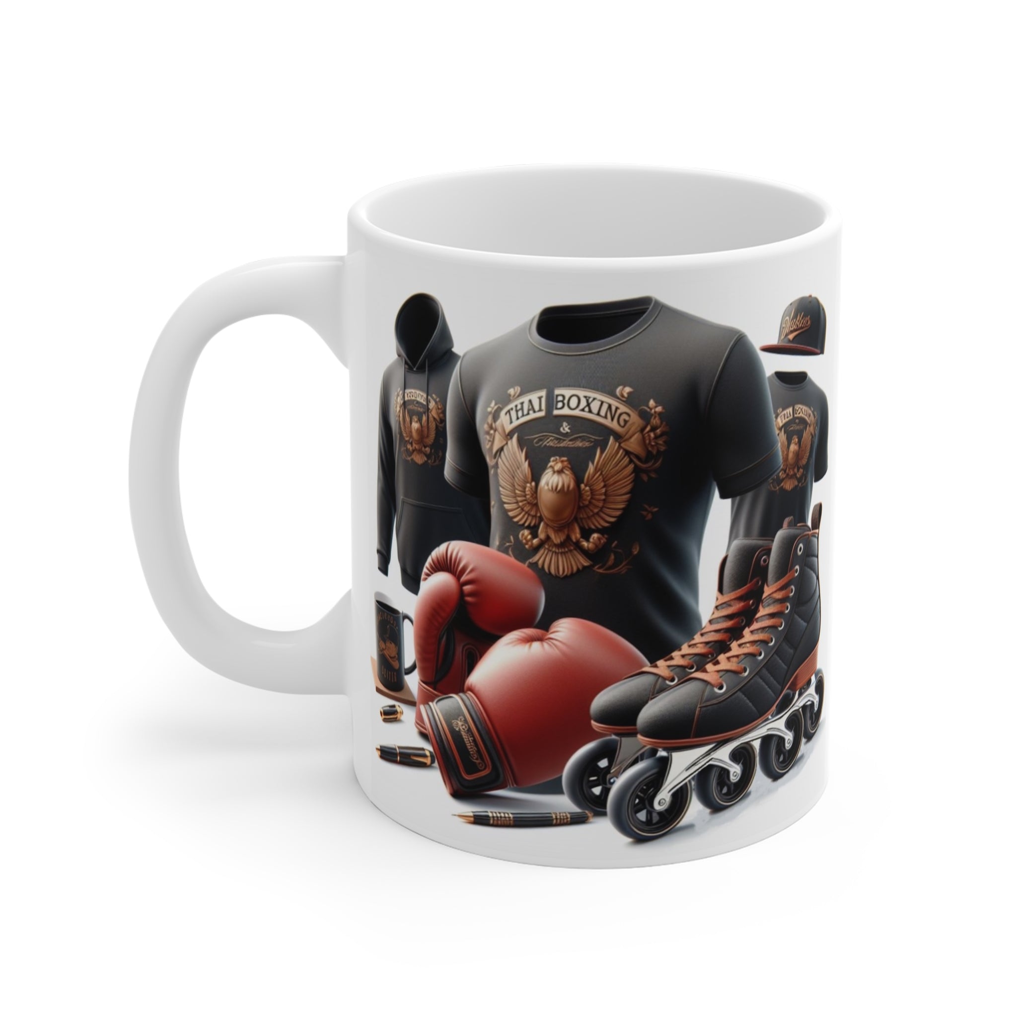 E003A - Mug (tasse) Blanc & Noir 11oz "Urban-Punch.FR"