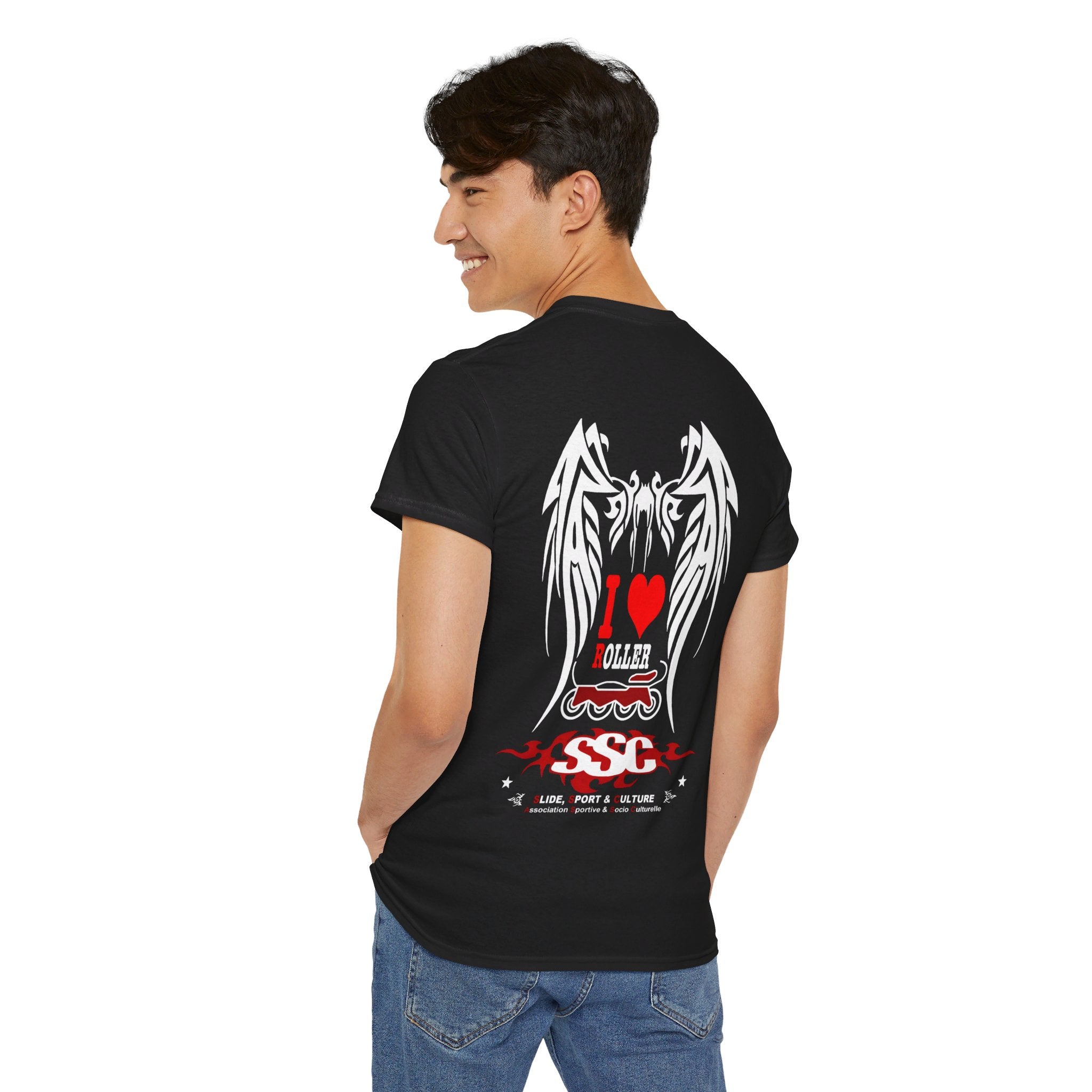 C004A T-shirt de Roller "I love Roller angel" pour adultes, homme ou femme, Noir ou Blanc - Qualité Premium au Meilleur Prix