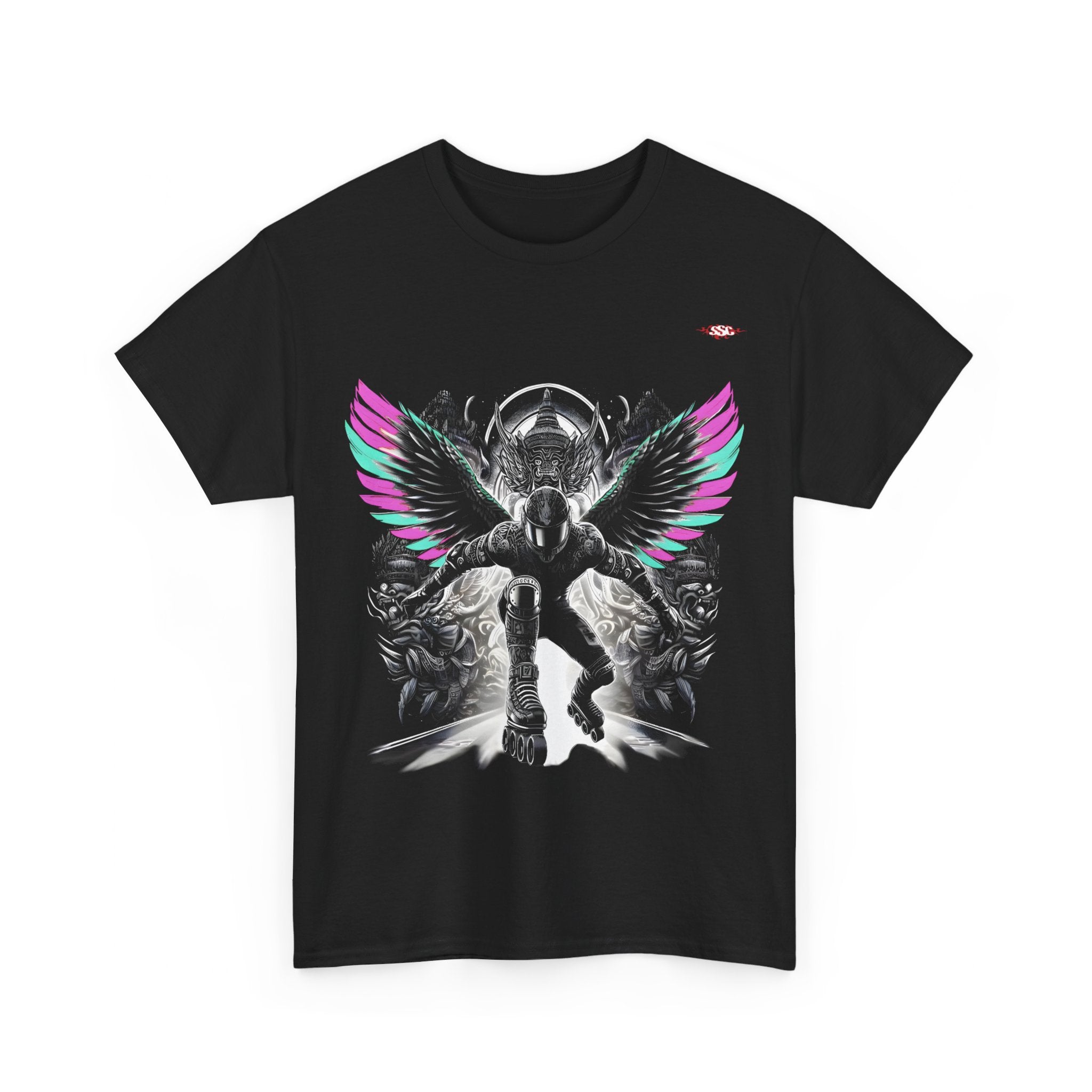 B010A T-shirt de Roller "Angel Demon" pour adultes, homme ou femme, Noir - Qualité Premium au Meilleur Prix