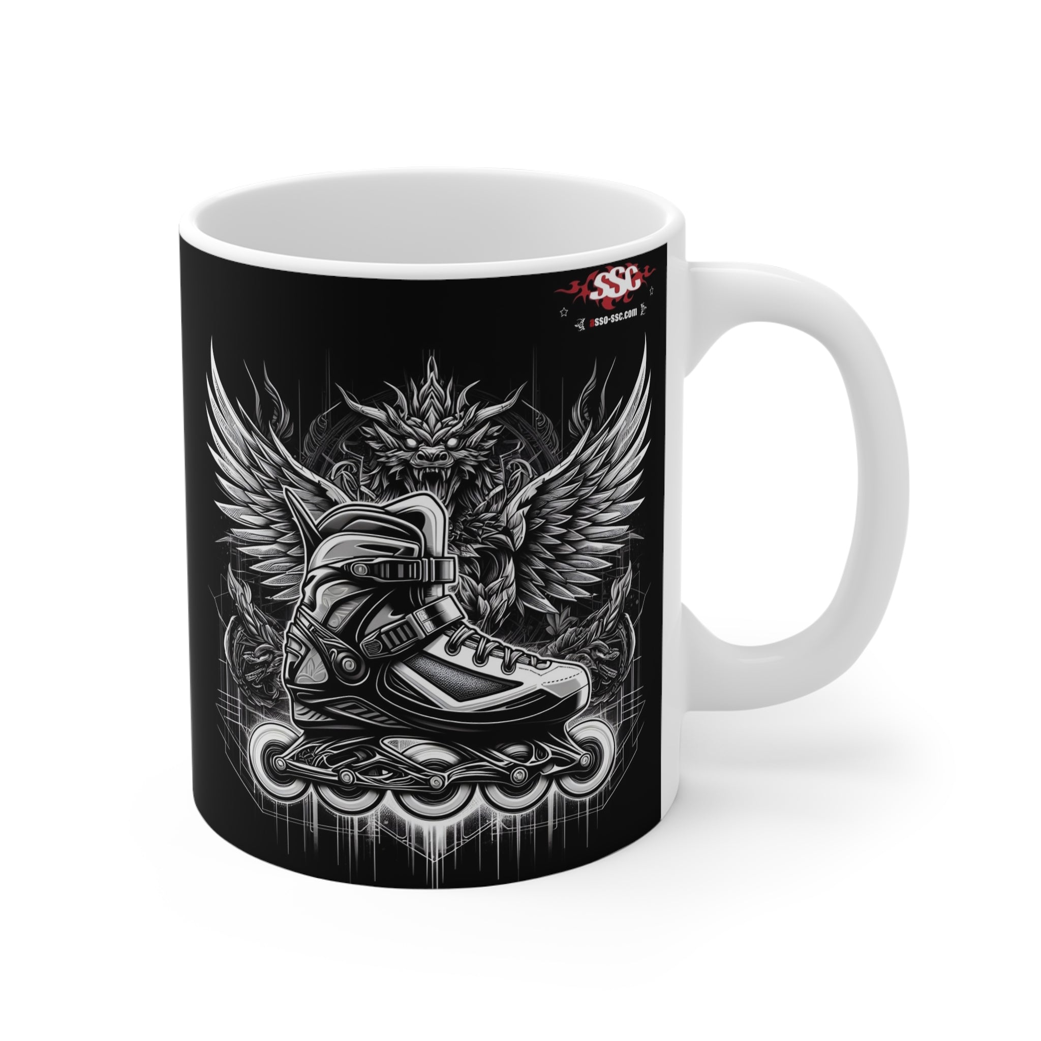 E002A - Mug (tasse) Blanc & Noir 11oz "I Love Roller"