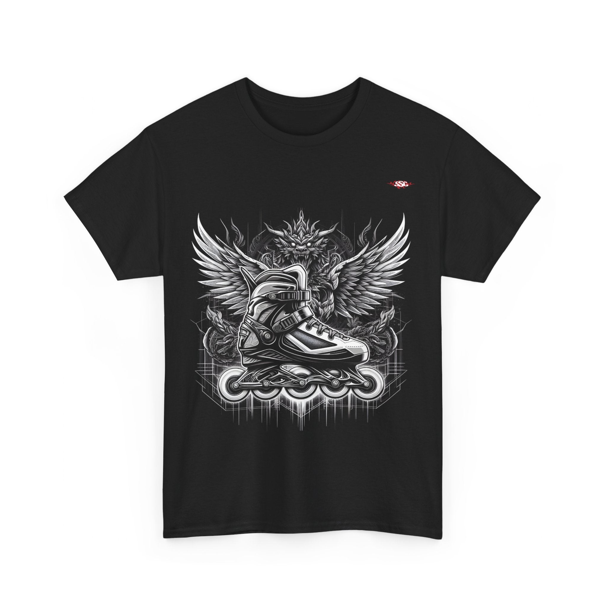 B003A T-shirt de Roller "Roller Wings" pour adultes, homme ou femme, Noir - Qualité Premium au Meilleur Prix