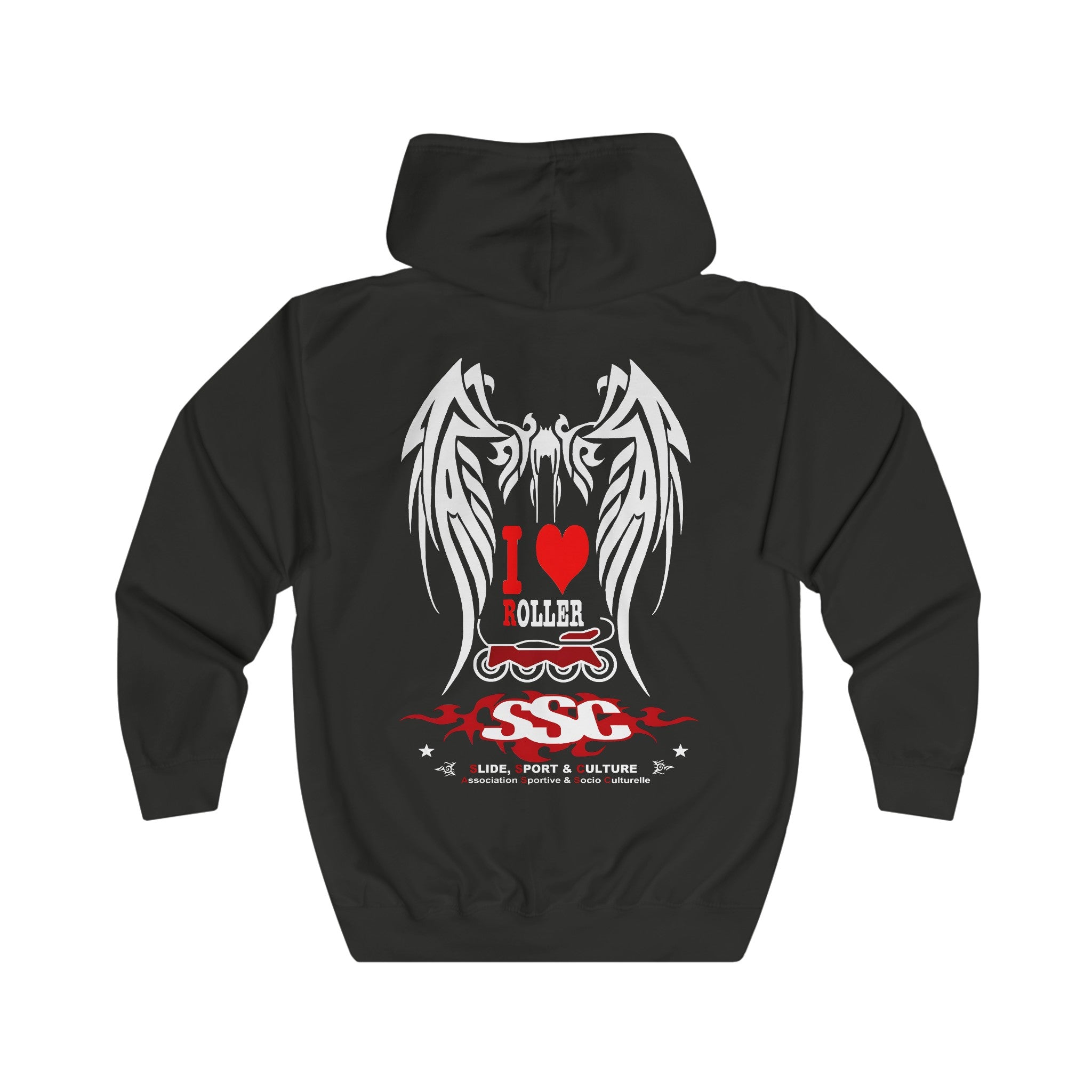 D002A Sweat à Capuche "I love roller angel" adulte pour homme et femme, noir - Qualité Premium au Meilleur Prix