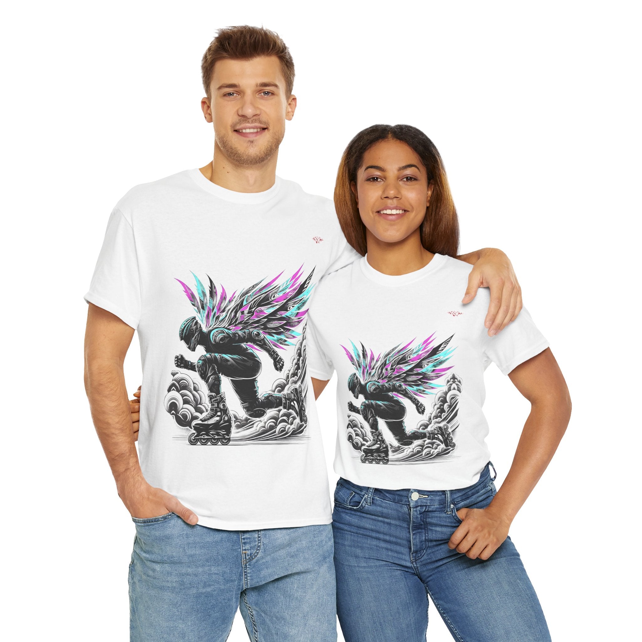 B007A T-shirt Blanc "Roller Angel" pour adultes, homme ou femme - Qualité Premium au Meilleur Prix L’Expression du Mouvement et de la Mode