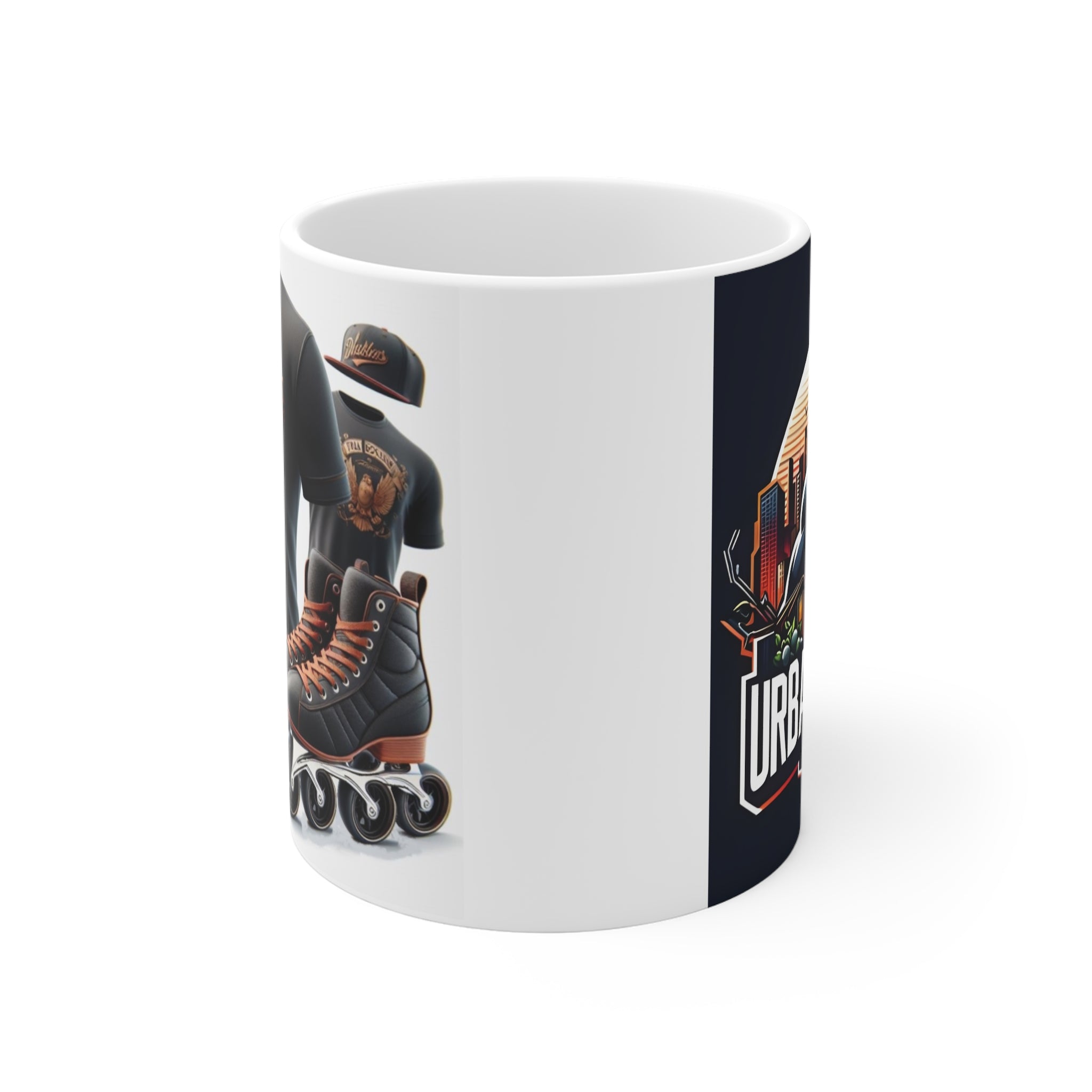 E003A - Mug (tasse) Blanc & Noir 11oz "Urban-Punch.FR"